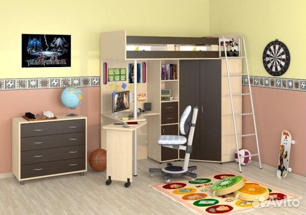 Детская кровать чердак Теремок-М85