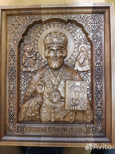 Икона резная из дерева