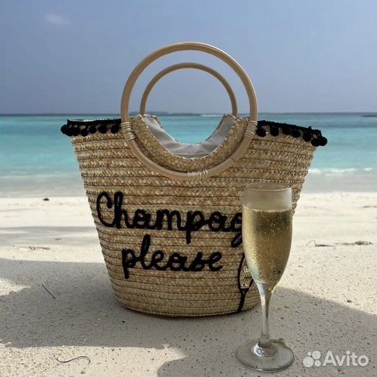 Пляжный комплект шляпа и сумка с вышивкой