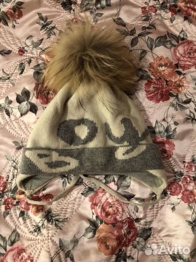 Шерстяная шапка с натуральным мехом