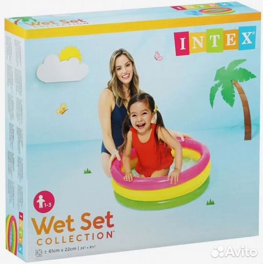 Бассейн детский надувной 61х22 см,надувное дно
