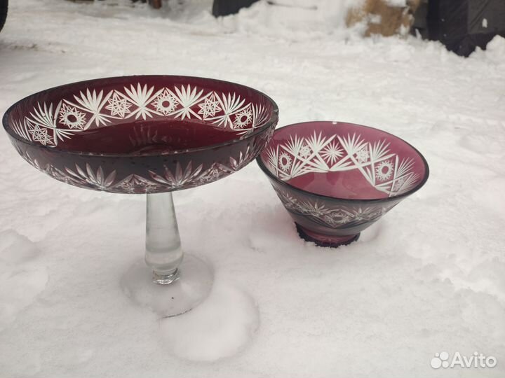 Вазы для фруктов,конфетница СССР винтаж стекло