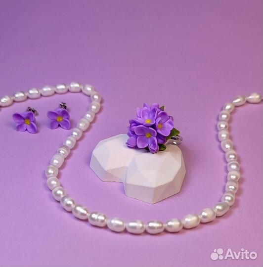 Серьги Сирень кольцо украшения с сиренью подарок