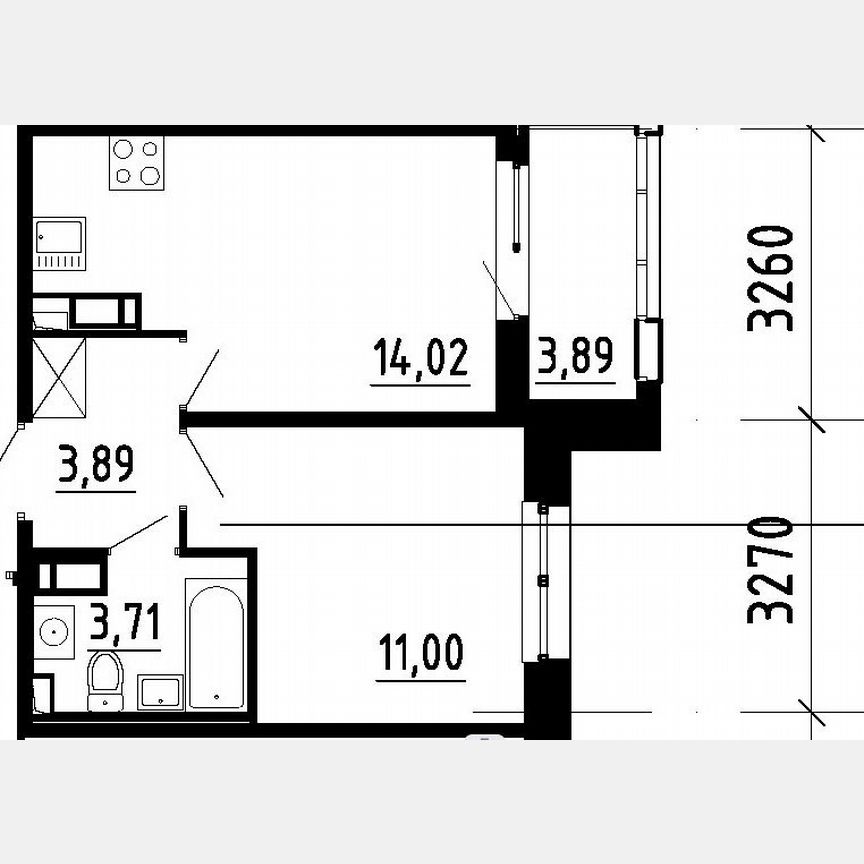 1-к. квартира, 34,6 м², 4/12 эт.