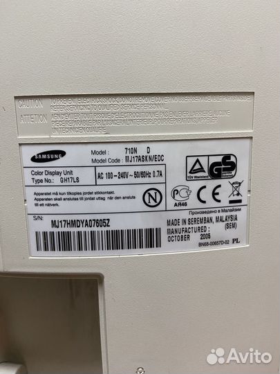 Монитор samsung syncmaster 710n