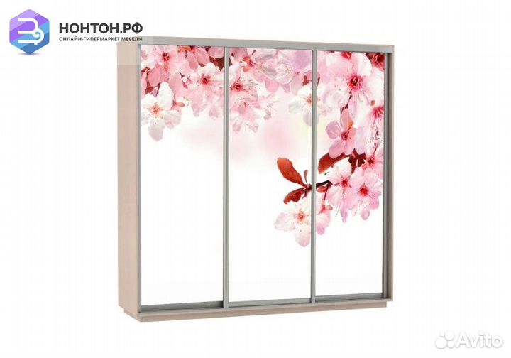 Шкаф-купе Нонтон 3-дверный дуб молочный / сакура