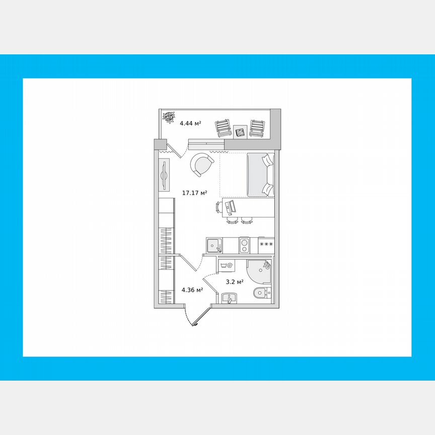 Квартира-студия, 24,3 м², 16/16 эт.