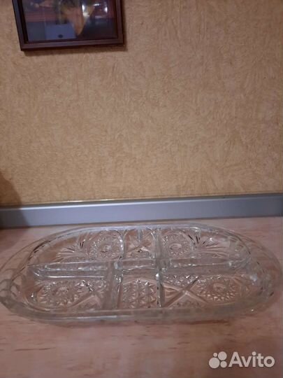 Хрустальные менажница и десертные тарелочки