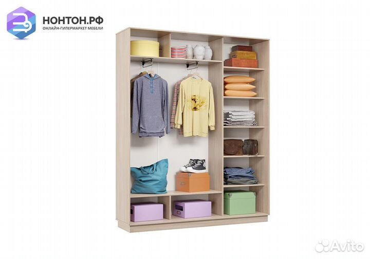 Шкаф-купе трёхдверный Атрия ясень шимо светлый