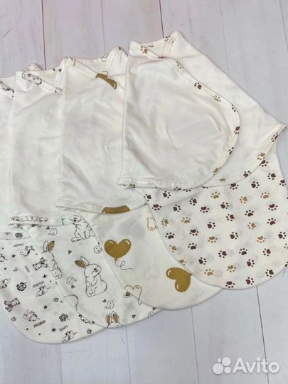 Муслиновые пеленки на липучке 56-62 (3штуки)