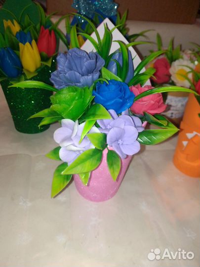 Весенние букеты из мыло