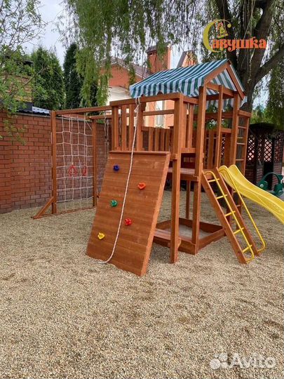 Детский домик песочница горка качели