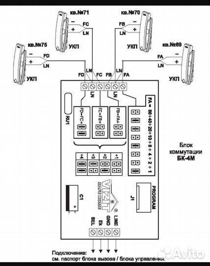 Блок коммутации домофона бк-4М