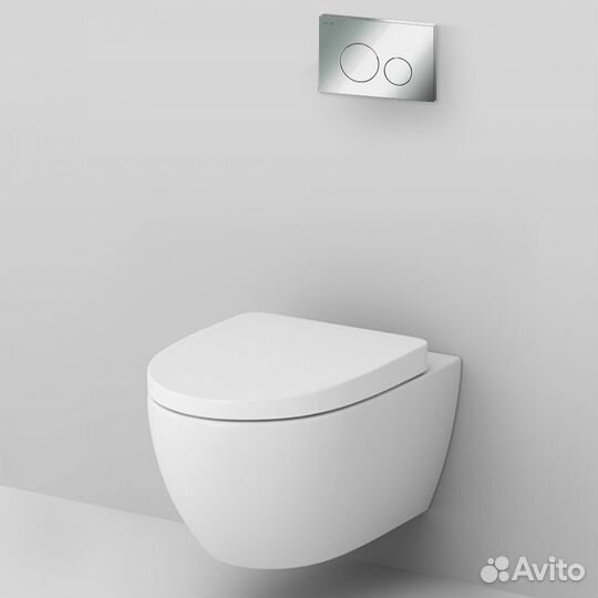Комплект унитаза с инсталляцией AM.PM Awe IS49051.111738 с сиденьем микролифт и клавишей смыва хром