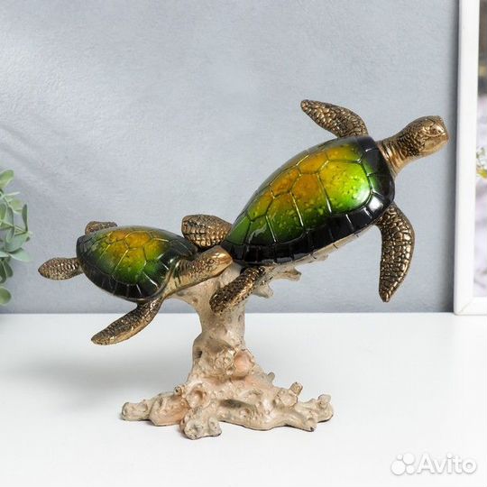 Сувенир полистоун 'Черепашки на кораллах' 19,5х11