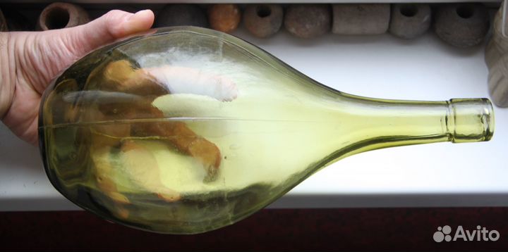 Бутылка бутылочка бутыль старинная Зеленое стекло