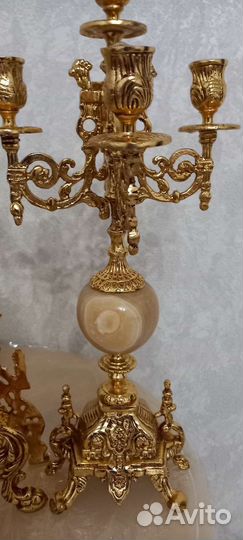Часы с канделябрами бронза