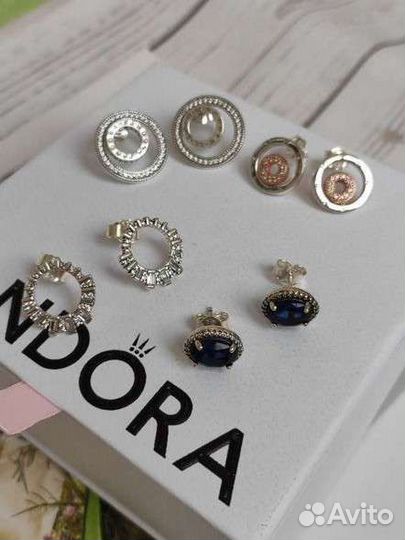 Серьги кольцо Pandora Логомания
