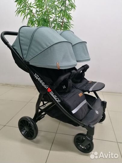Новая коляска для двойни Luxmom T11 (зелёный)