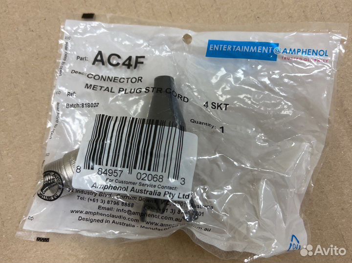 Xlr Amphenol 4 контакта