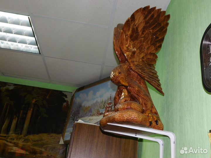 Орел дерево резьба выс. 73см. ручная работа