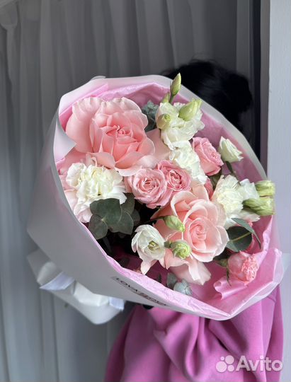 Цветы букет сборный роза эвкалипт доставка