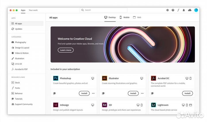Adobe Creative Cloud + Beta (подписка на год)