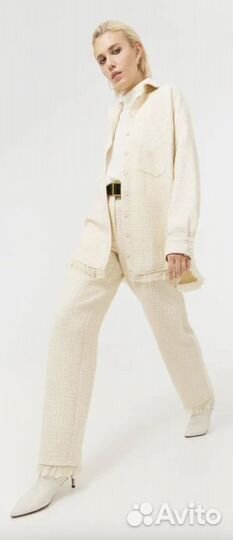 Брюки твидовые с принтом «гусиная лапка»