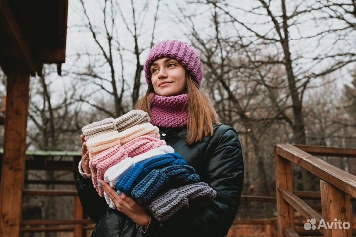 Вязаные шапки, комплекты