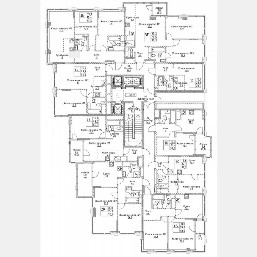 2-к. квартира, 74,5 м², 13/19 эт.