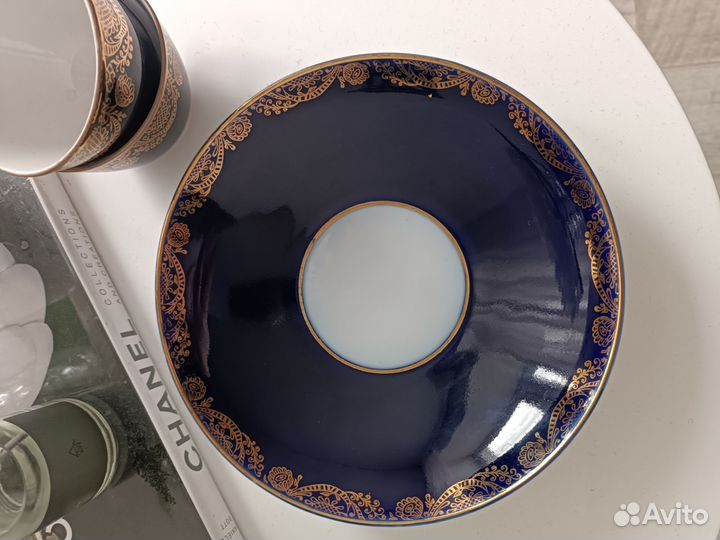 Блюдо тарелка СССР сухарница лфз кобальт