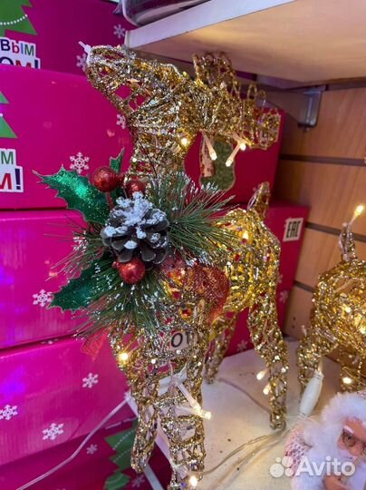 Олень новогодний светогирлянда ассорти