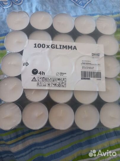 Свечи IKEA glimma. Горят до 4х часов 100шт