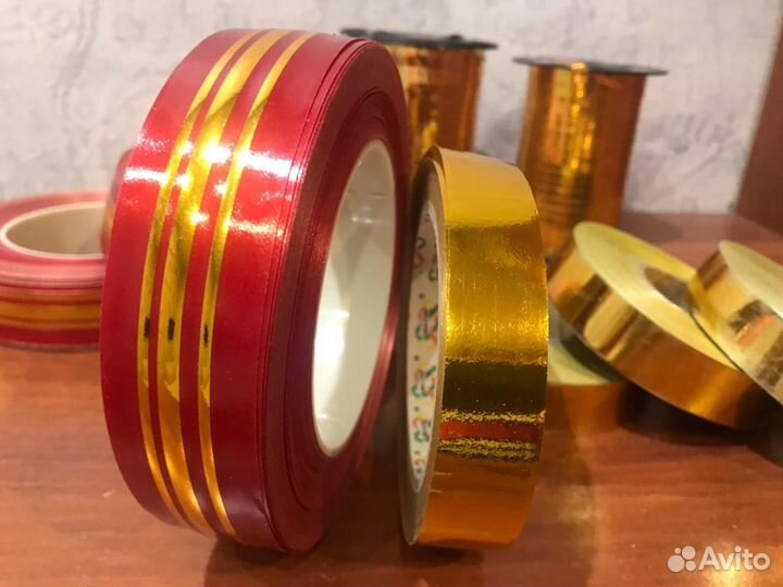 Лента металлизированная для подарков, букетов