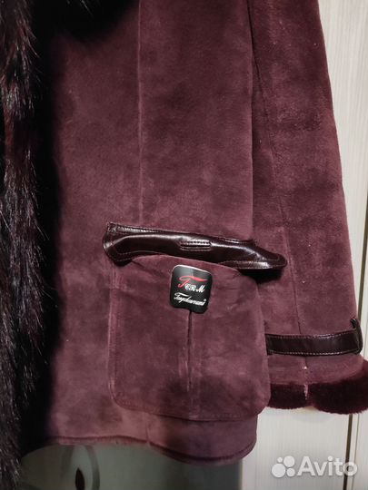 Дубленка цвет бордо 3xl (50-52)