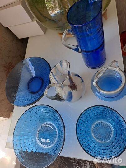 Посуда синее стекло.ссср