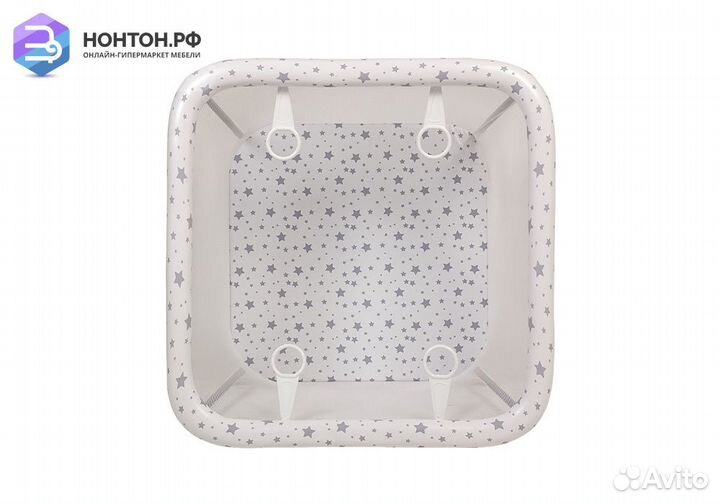 Манеж Квадрат принт Звезды / белый / серый