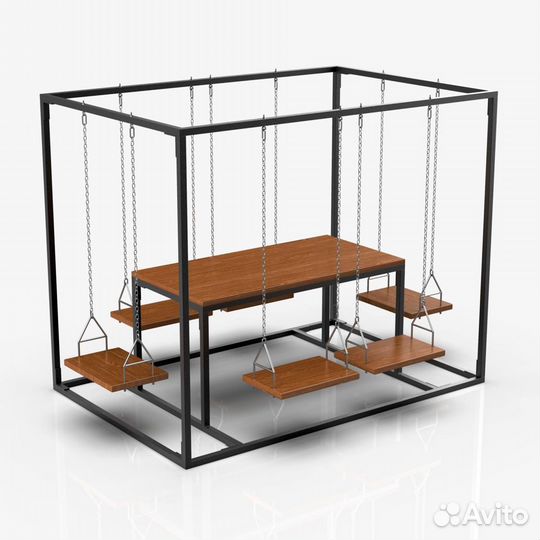 Стол с подвесными стульями в стиле Лофт