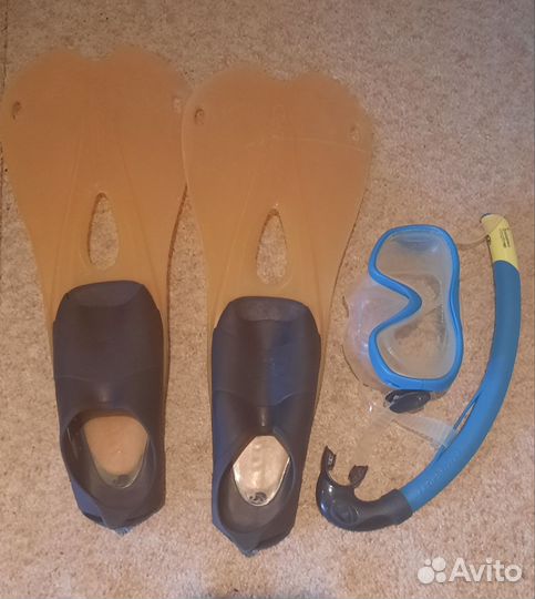 Ласты р.33-34 и маска р. S с трубкой