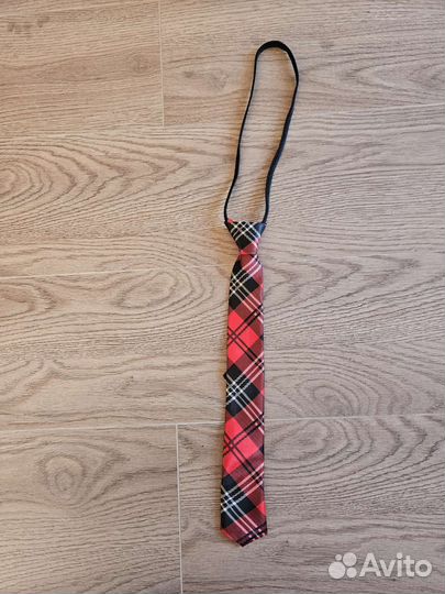 Галстук женский атласный 35 см в клетку на молнии
