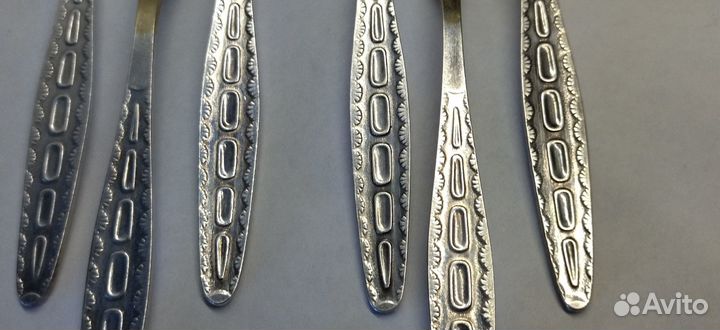 Чайные ложки 6 шт. мельхиор С позолотой кольчуги