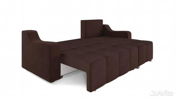 Диван угловой еврокнижка Берн велюр коричневый