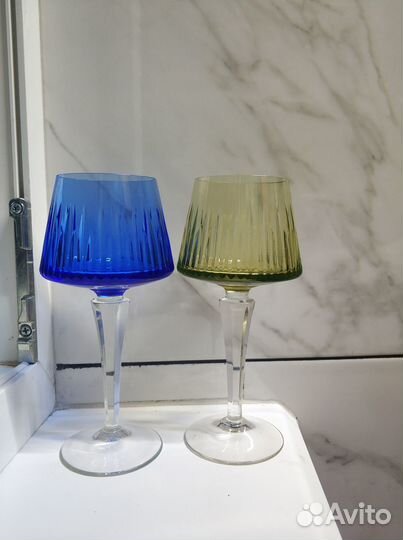 Хрустальные цветные фужеры ГДР