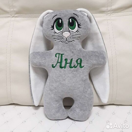 Мягкая игрушка зайчик с метрикой. Именная игрушка