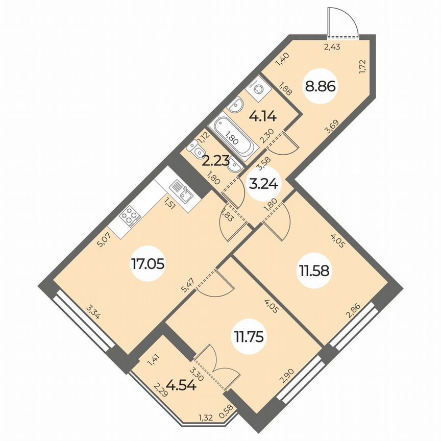 2-к. квартира, 61 м², 10/24 эт.