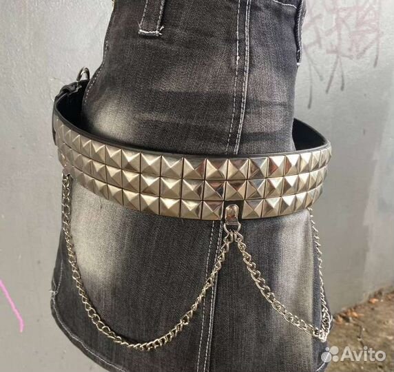 Ремень y2k с заклёпками и цепями