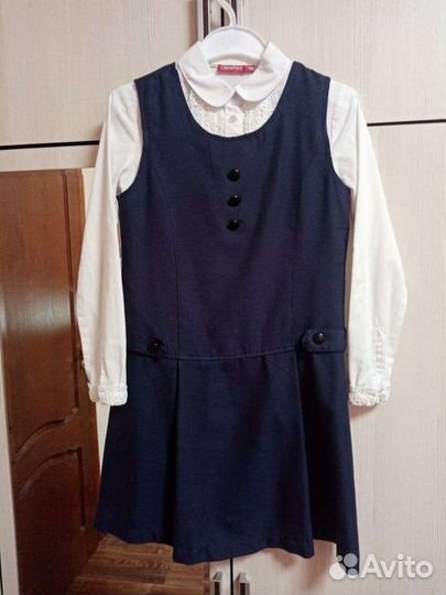 Рубашка школьная 134 р с сарафаном