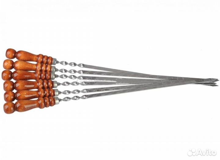 Шампур из нержавеющей стали 500х12х3 мм. с деревян