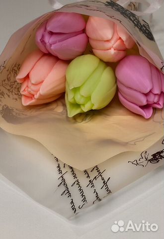 Букетики тюльпанов из мыла ручной работы