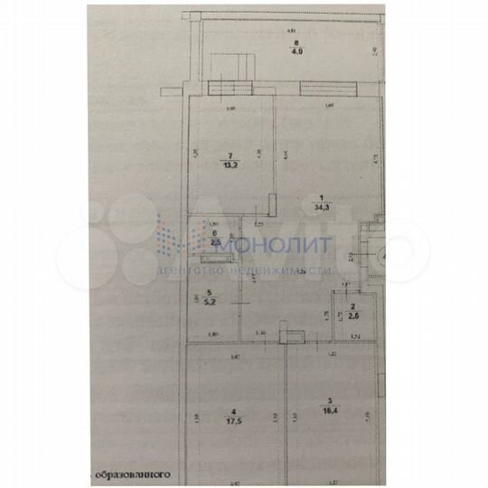 3-к. квартира, 97 м², 1/6 эт.